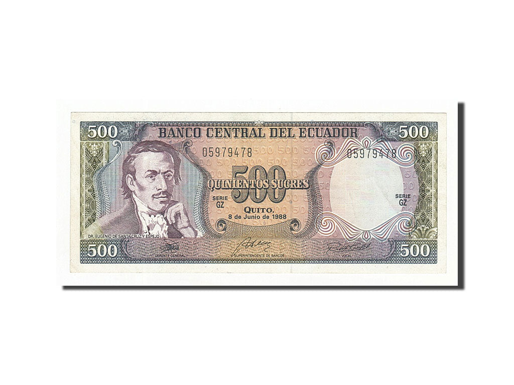 Banconote, Ecuador, 500 Sucres, KM:124Aa, 1988-06-08, BB+