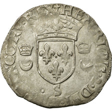 Monnaie, France, Douzain aux croissants, 1554, Troyes, TB+, Billon, Sombart:4380
