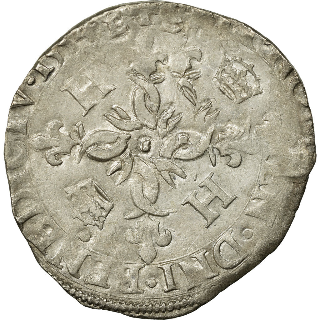 Monnaie, France, Douzain aux croissants, 1554, Troyes, TB+, Billon, Sombart:4380