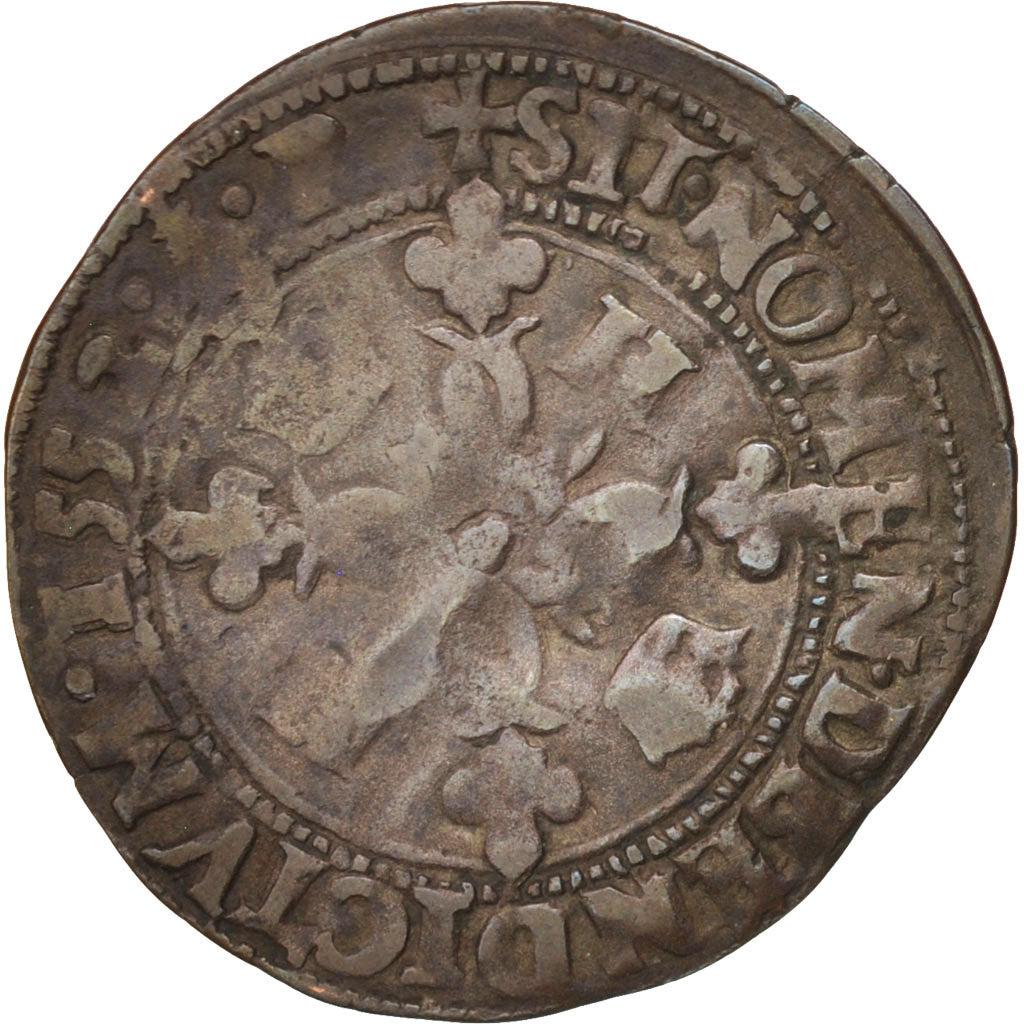 France, Douzain aux croissants, 1552, Bordeaux, VF(20-25), Billon, Sombart:4380