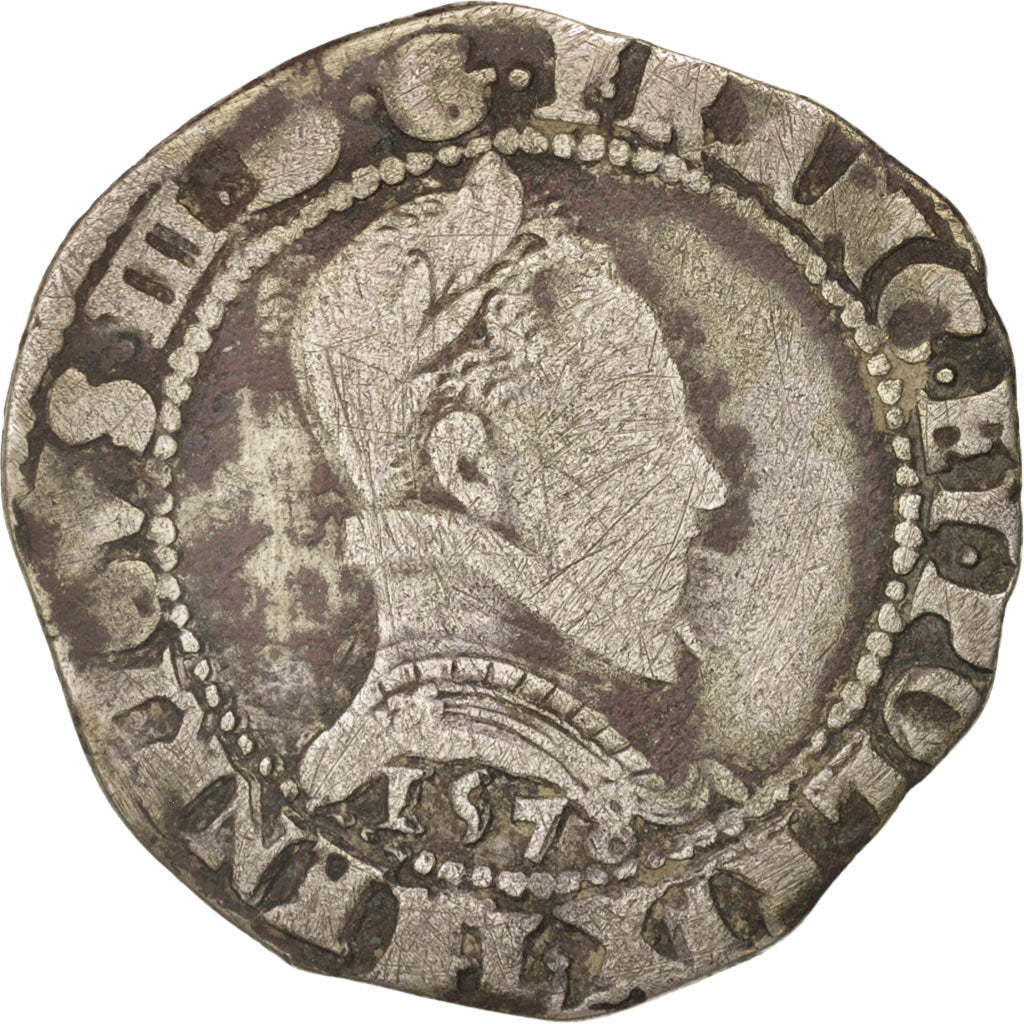 Frankreich, HenriIII,Franc au Col Plat,1578,Bayonne,F(12-15),Silver,Sombart:4714