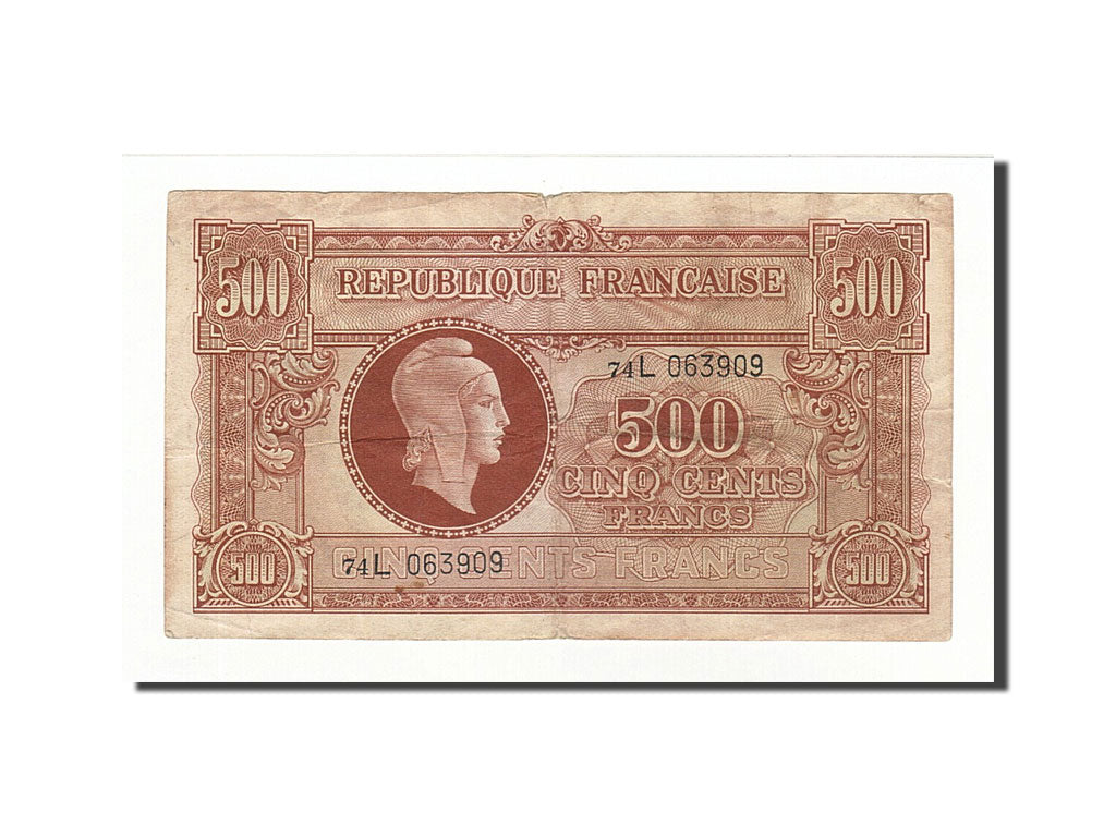 Billete, Francia, 500 Francs, 1945, BC+, Fayette:VF 11.1, KM:106