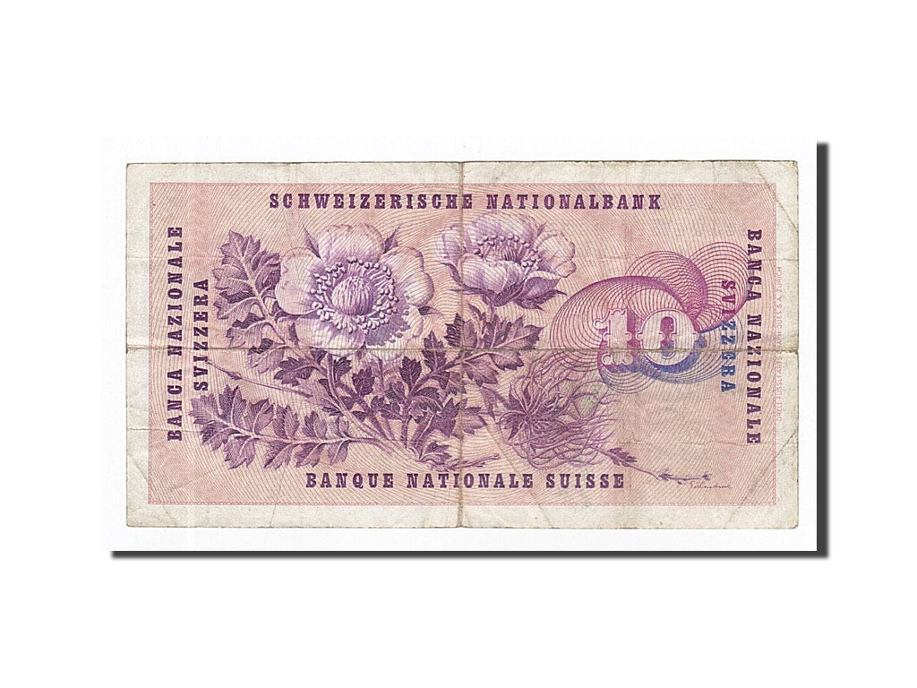 Banconote, Svizzera, 10 Franken, 1954-1961, KM:45j, 1965-01-21, MB