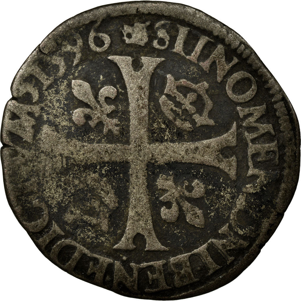 Coin, France, Douzain, 1596, Riom, VF(20-25), Billon, Sombart:4420