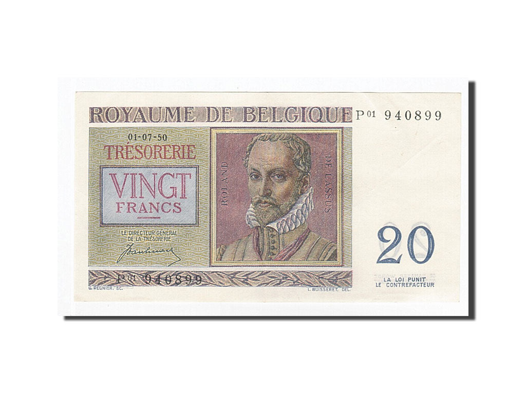 Geldschein, Belgien, 20 Francs, 1950-07-01, KM:132a, SS+