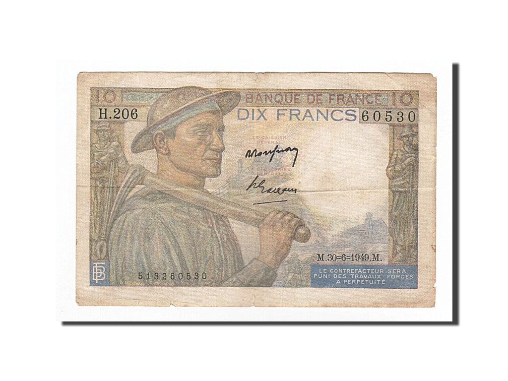 France, 10 Francs, KM:99f, 1949-06-30, VF(30-35), Fayette:8.22a
