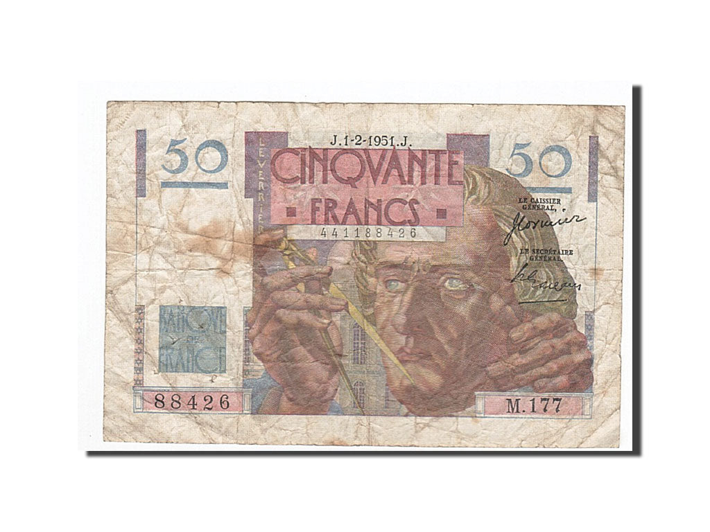 Banconote, Francia, 50 Francs, 1951-02-01, MB, Fayette:20.17, KM:127c