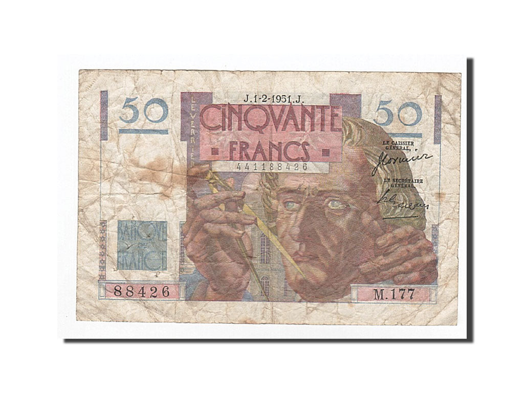 Banconote, Francia, 50 Francs, 1951-02-01, MB, Fayette:20.17, KM:127c
