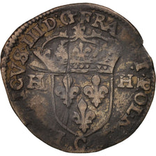 France, Henri III, Douzain aux 2 H, 1588, Saint Lô, TB, Billon, Sombart:4398