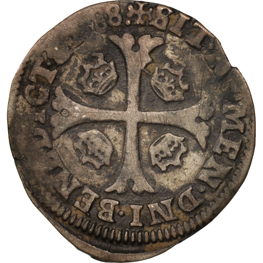 France, Henri III, Douzain aux 2 H, 1588, Saint Lô, TB, Billon, Sombart:4398
