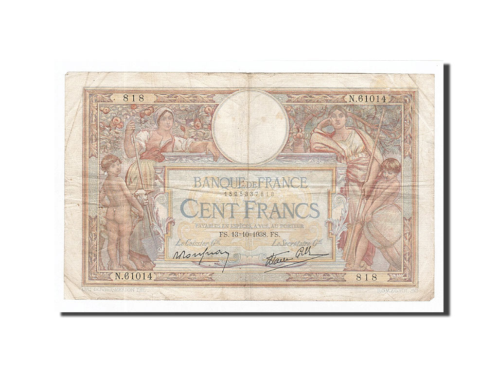 France, 100 Francs, 1938-10-13, KM:86b, TTB, Fayette:25.31