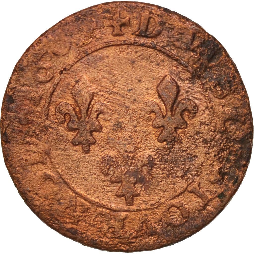 France, Henri IV, Double Tournois, 1609, Lyons, F(12-15), Copper, Sombart:4168
