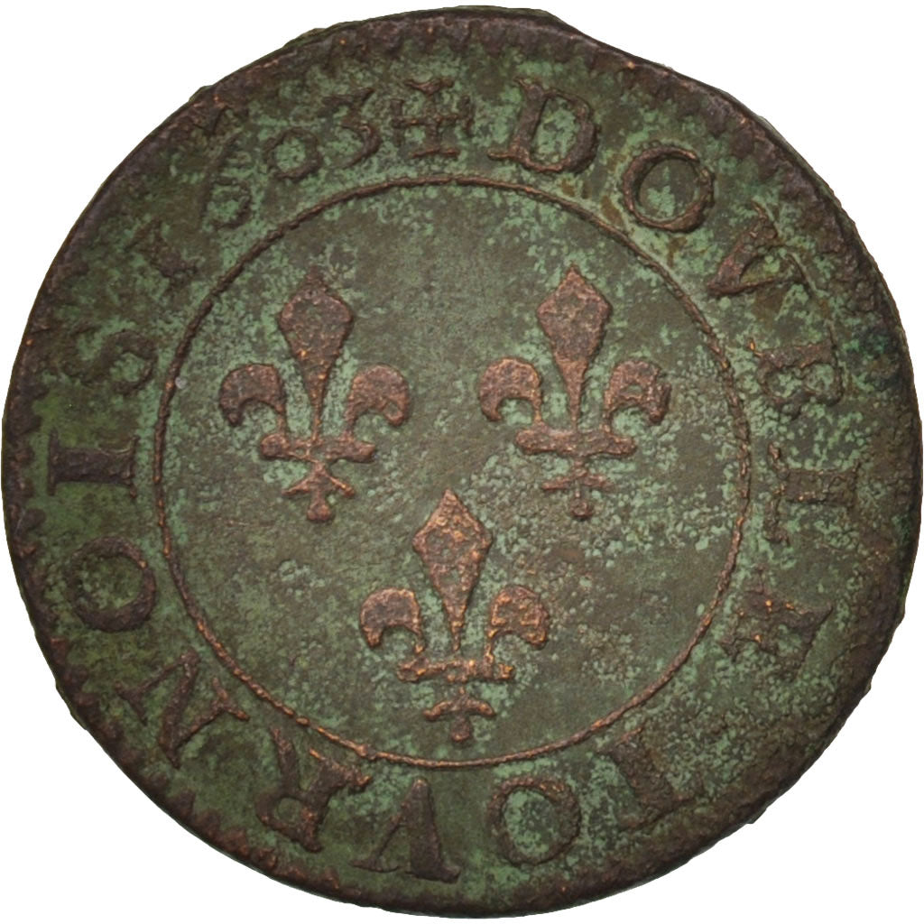 France, Henri IV, Double Tournois, 1603, Paris, TB, Cuivre, Sombart:4184