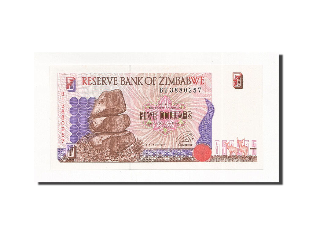 Geldschein, Simbabwe, 5 Dollars, 1997, Undated, KM:5a, UNZ