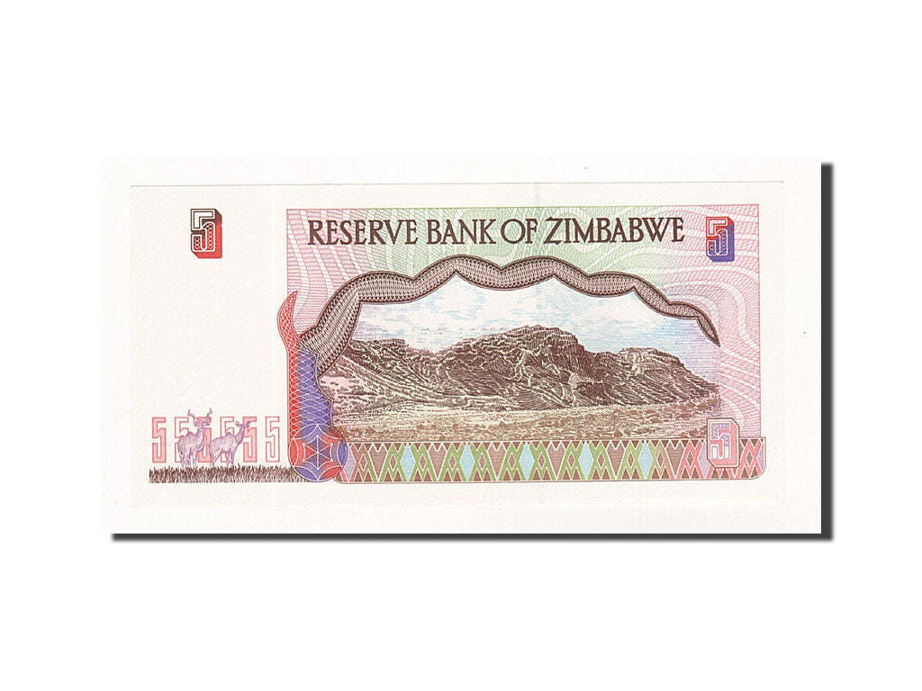 Geldschein, Simbabwe, 5 Dollars, 1997, Undated, KM:5a, UNZ