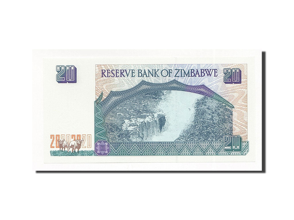 Banconote, Zimbabwe, 20 Dollars, 1997, KM:7a, Undated, FDS