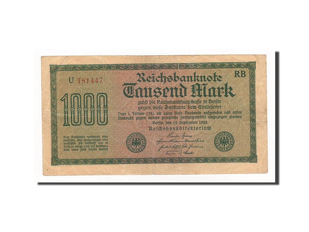 Banknote, Germany, 1000 Mark, 1922, 1922-09-15, KM:76b, EF(40-45)