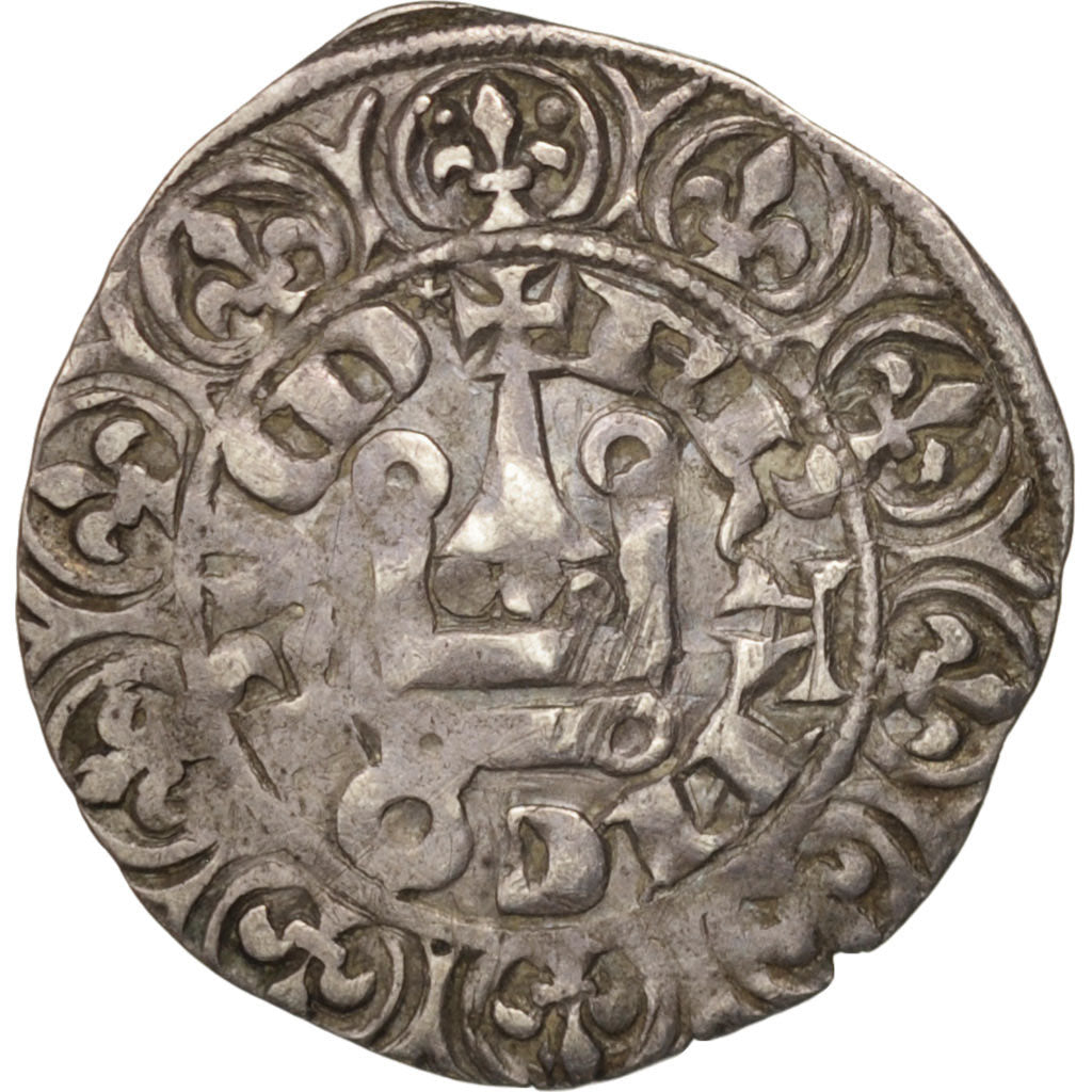 France, Charles IV, Maille Blanche, VF(30-35), Silver, Duplessy:243A