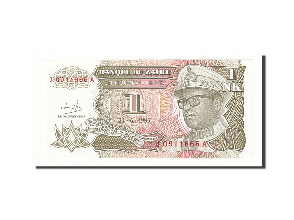 Billet, Zaïre, 1 Nouveau Likuta, 1993-06-24, KM:47a, NEUF