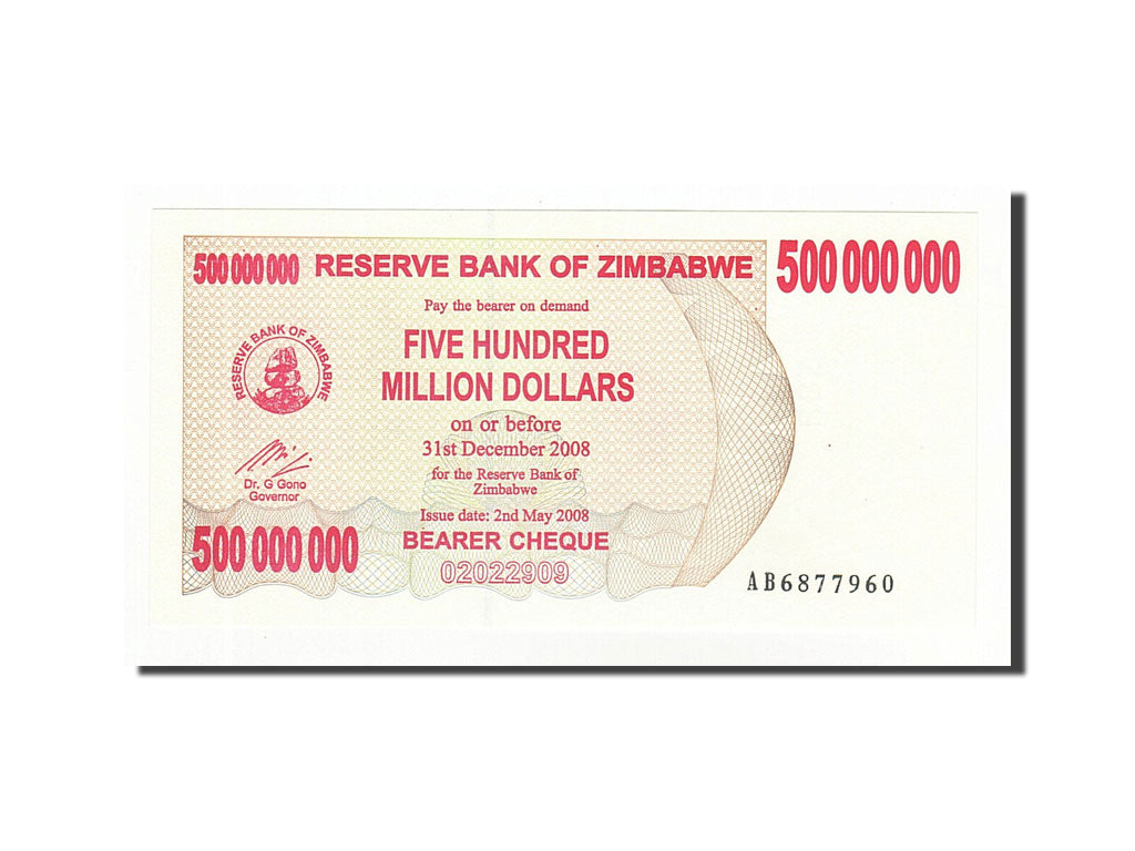 Simbabwe, 500 Million Dollars, KM:60, 2008-05-02, UNZ
