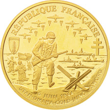 France, Franc Débarquement en Normandie, 1993, MS(63), Gold, KM:1015
