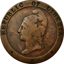 Moneda, Liberia, 2 Cents, 1862, BC+, Cobre, KM:4