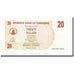Biljet, Zimbabwe, 20 Dollars, 2006-08-01, KM:40, NIEUW
