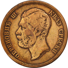 Serbia, Obrenovich Michael III, 10 Para, 1868, VF(20-25), Bronze, KM:3