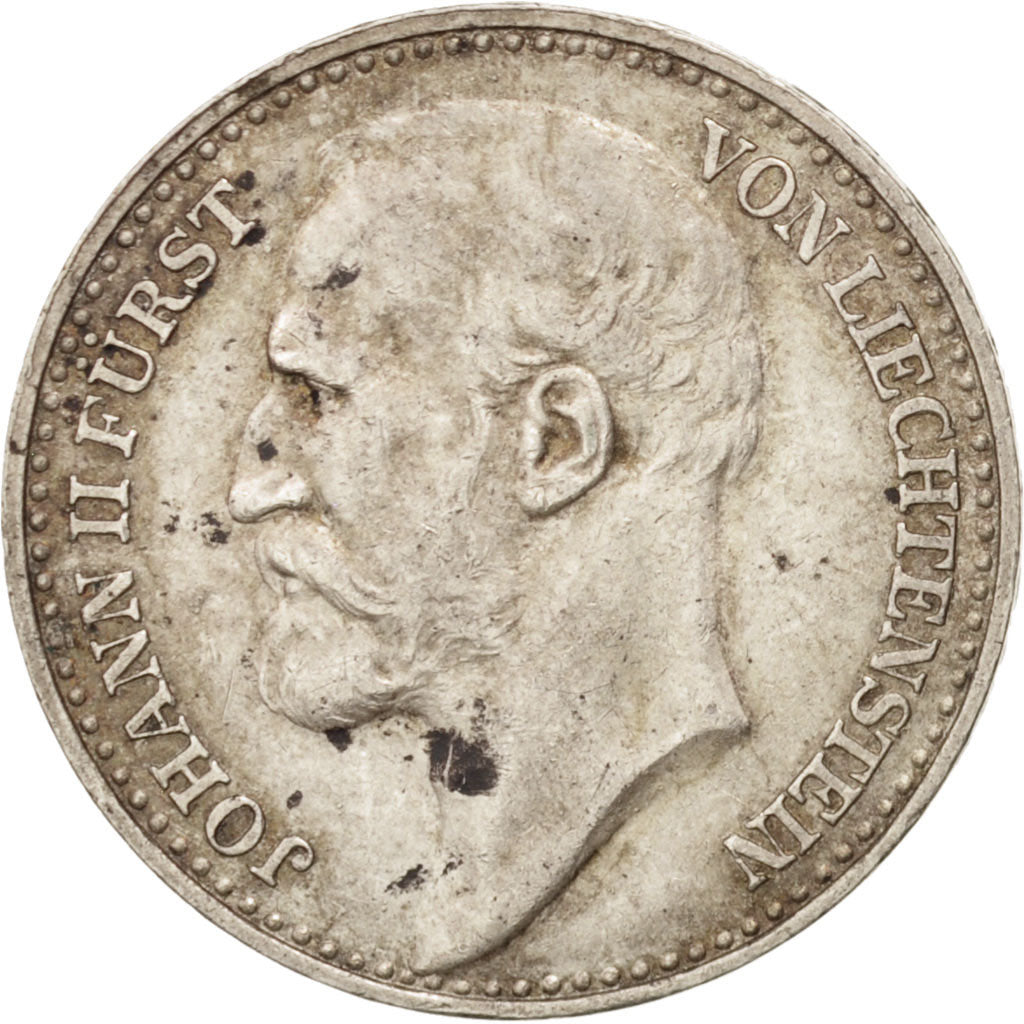 Liechtenstein, Prince John II, Krone, 1910, AU(50-53), Silver, KM:2