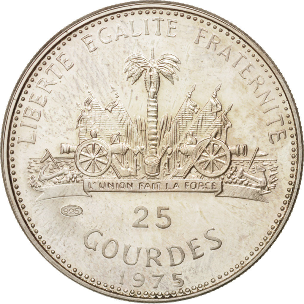 Haiti, 25 Gourdes, 1975, MS(63), Silver, KM:121