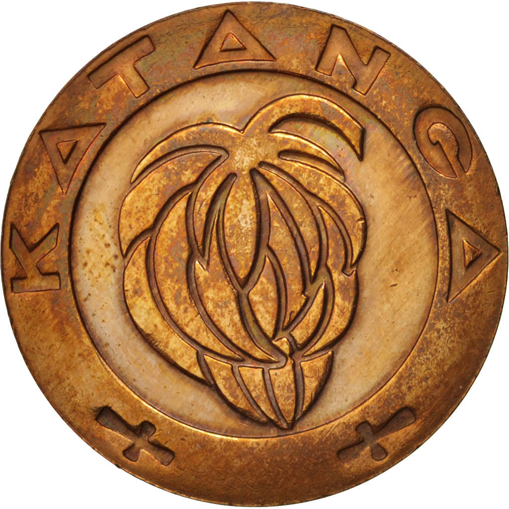 Katanga, 5 Francs, 1961, AU(55-58), Bronze, KM:2