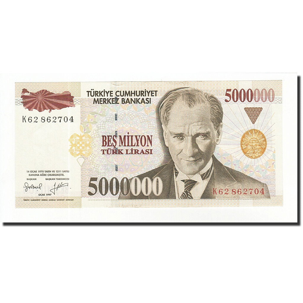 Banknote, Turkey, 5,000,000 Lira, 1997, Undated, KM:210, UNC(64)