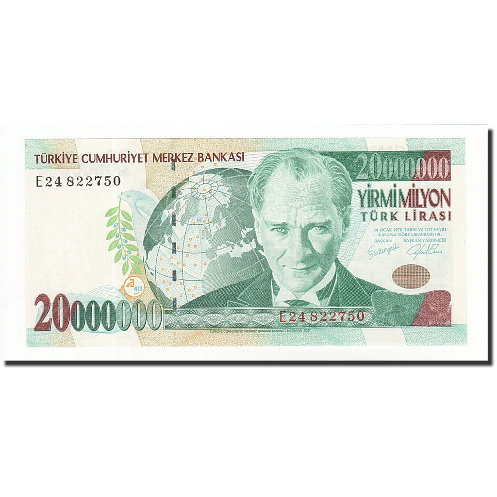 Turkey, 20,000,000 Lira, 2001, KM:215, UNC(65-70)