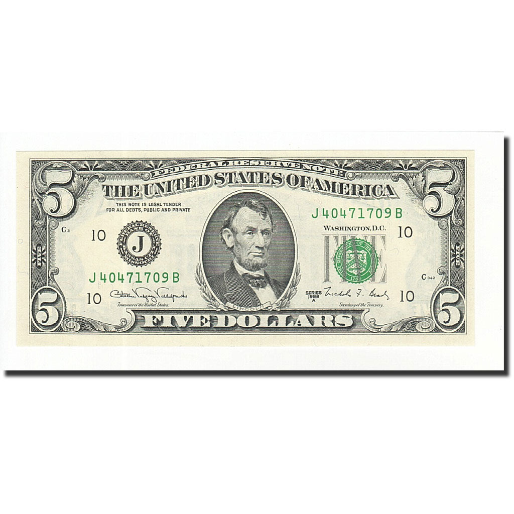 Geldschein, Vereinigte Staaten, Five Dollars, 1988, KM:3860E, UNZ