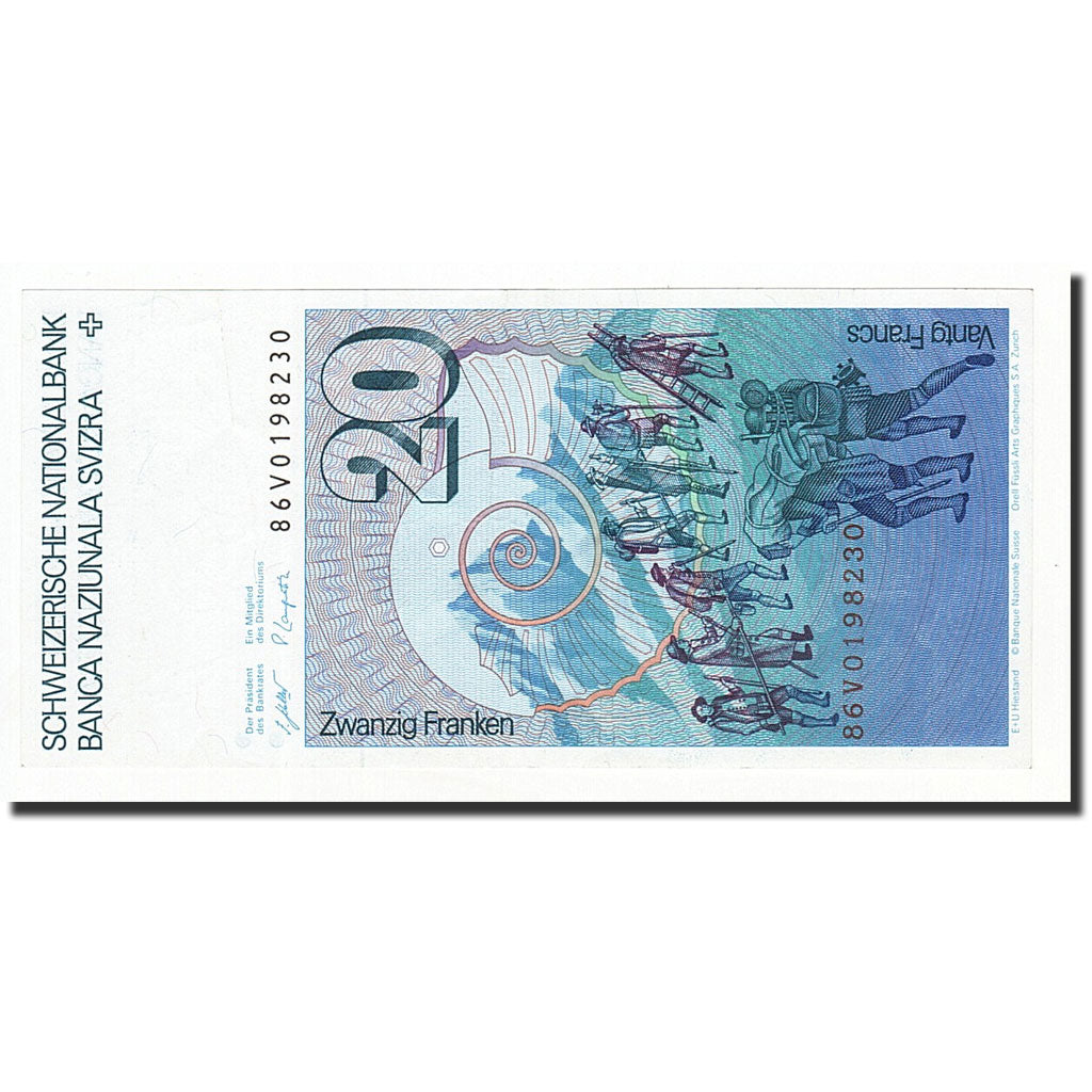 Switzerland, 20 Franken, 1987, 1987, KM:55g, UNC(63)