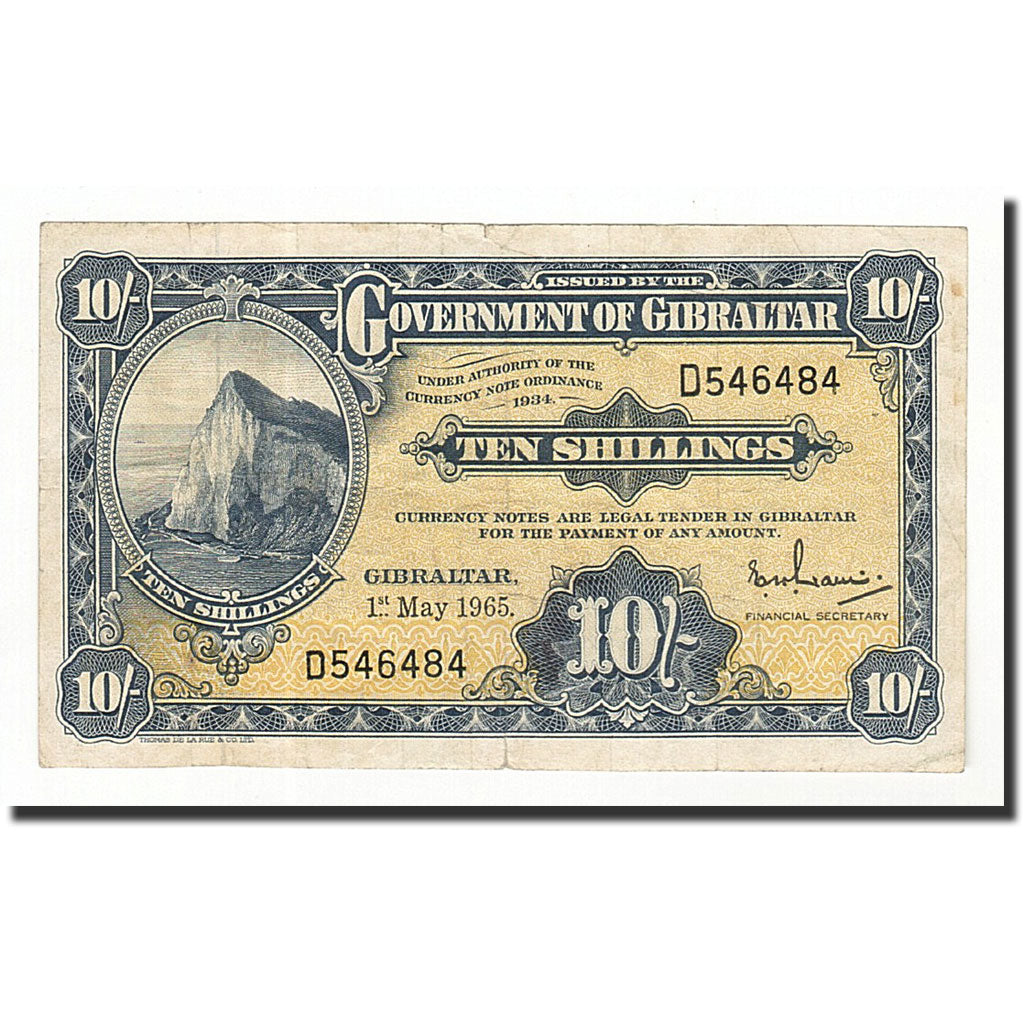 Banconote, Gibilterra, 10 Shillings, 1965, KM:17, 1965-05-01, MB+