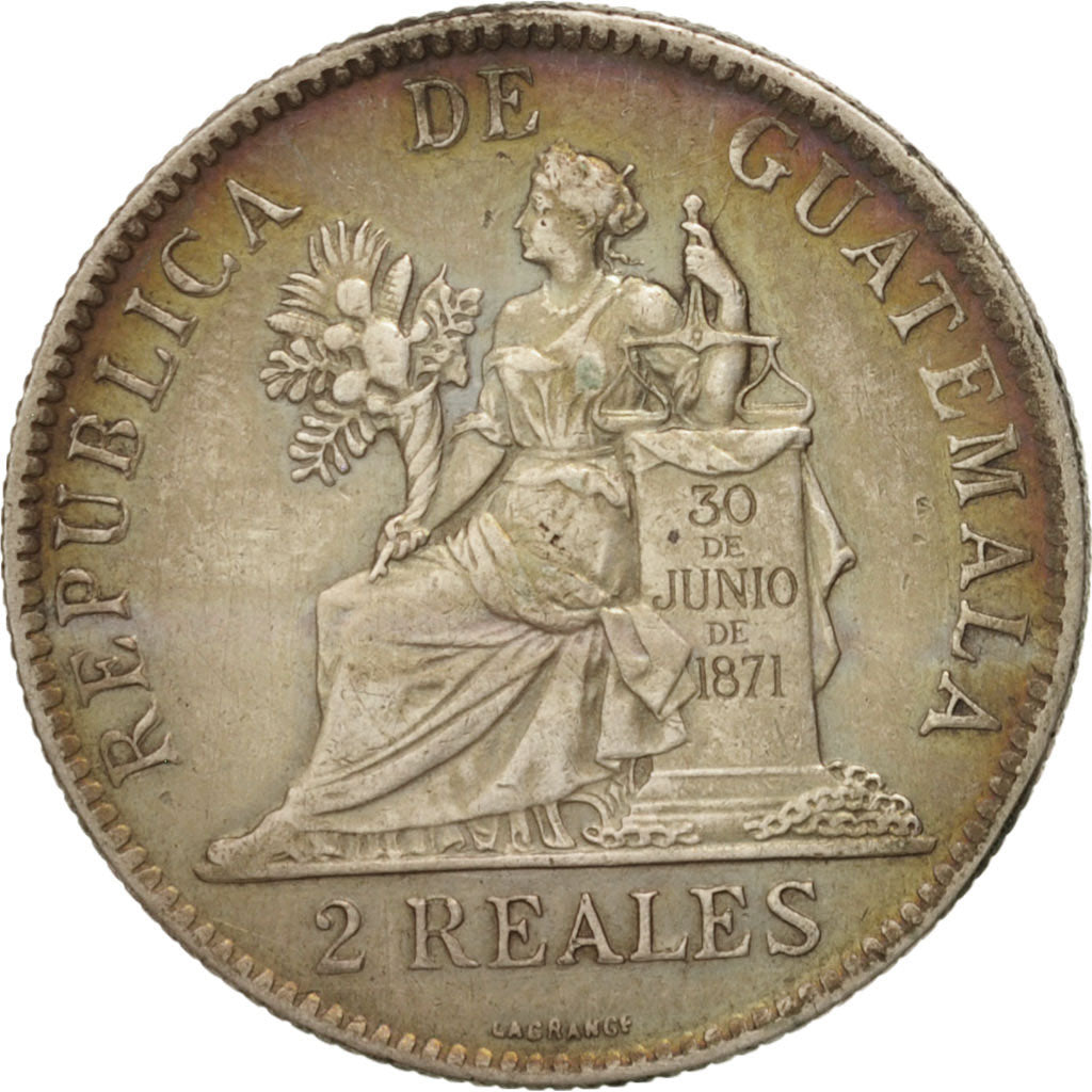 Guatemala, 2 Reales, Dos, 1898, AU(50-53), Silver, KM:167