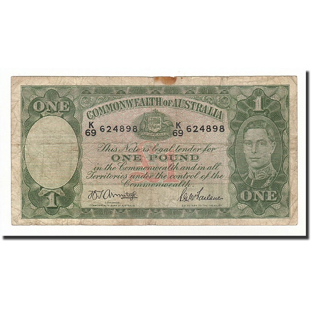 Billete, 1 Pound, 1938-52, Australia, KM:26b, Undated (1942), RC