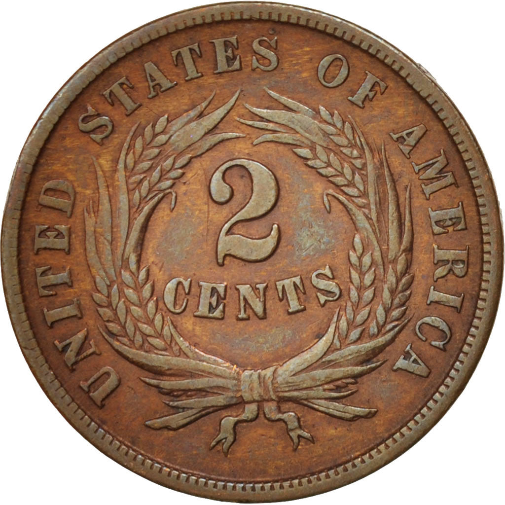 United States, 2 Cents, 1864, Philadelphia, EF(40-45), Copper-Tin-Zinc, KM94