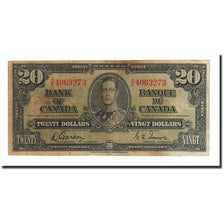 Geldschein, Kanada, 20 Dollars, 1937, 1937-01-02, KM:62b, SGE+