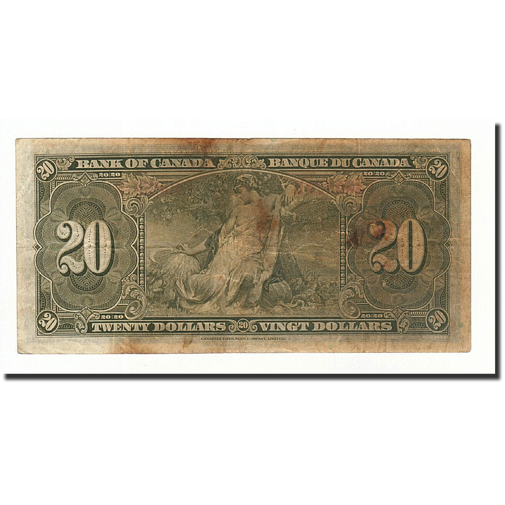 Banconote, Canada, 20 Dollars, 1937, KM:62b, 1937-01-02, B+