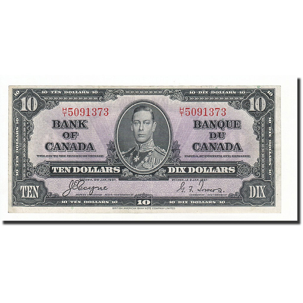 Geldschein, Kanada, 10 Dollars, 1937, 1937-01-02, KM:61c, VZ+