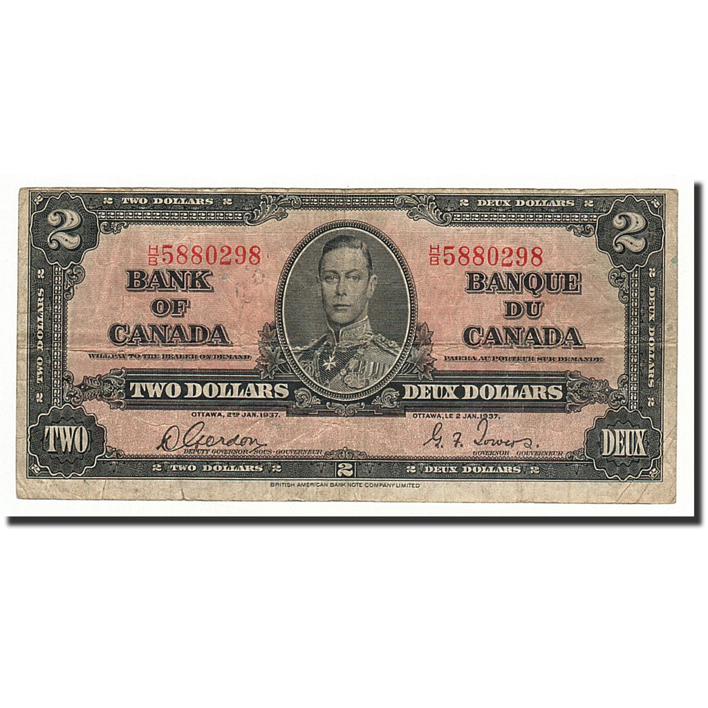 Banknote, Canada, 2 Dollars, 1937, 1937-01-02, KM:59b, VG(8-10)