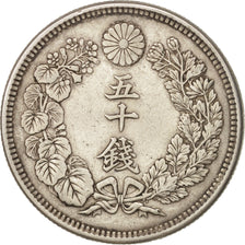 Japan, Mutsuhito, 50 Sen, 1910, EF(40-45), Silver, KM:31