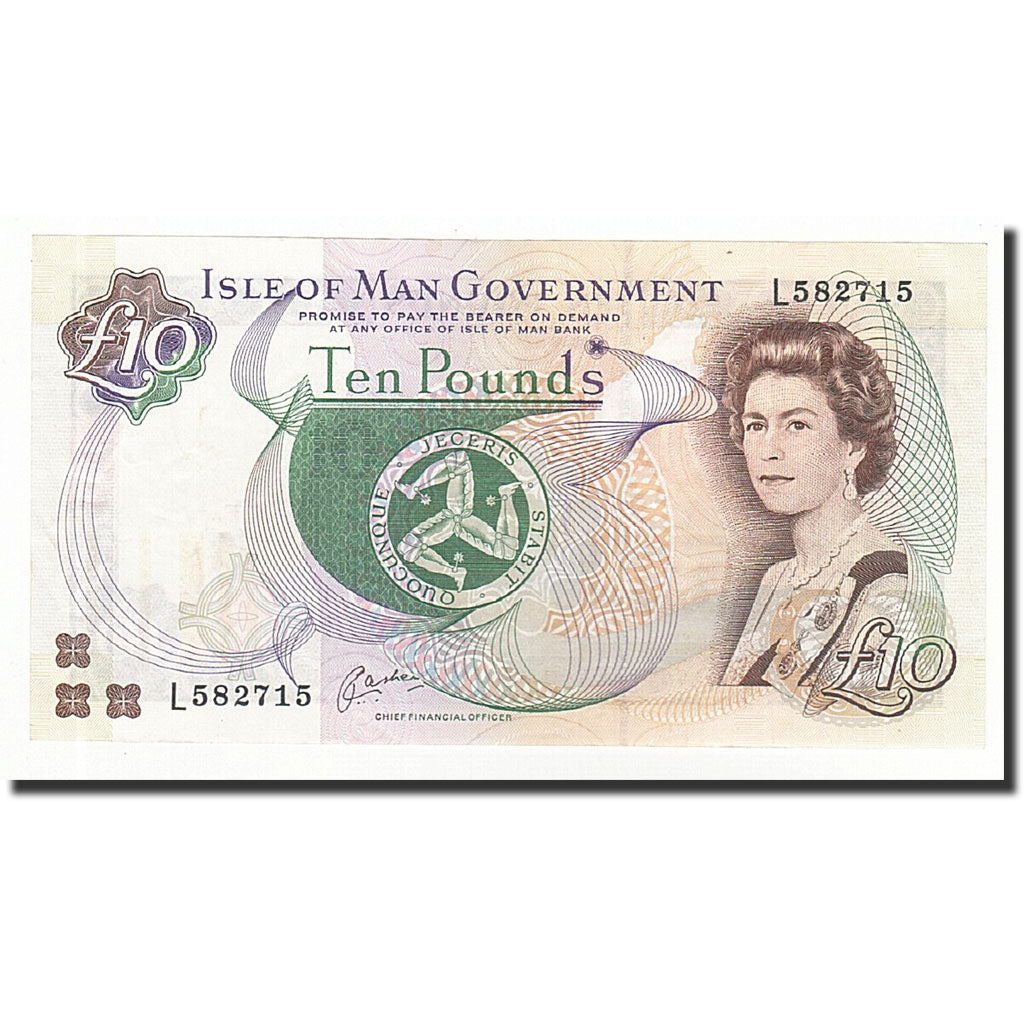 Billet, Isle of Man, 10 Pounds, Undated (1983), KM:42, SPL