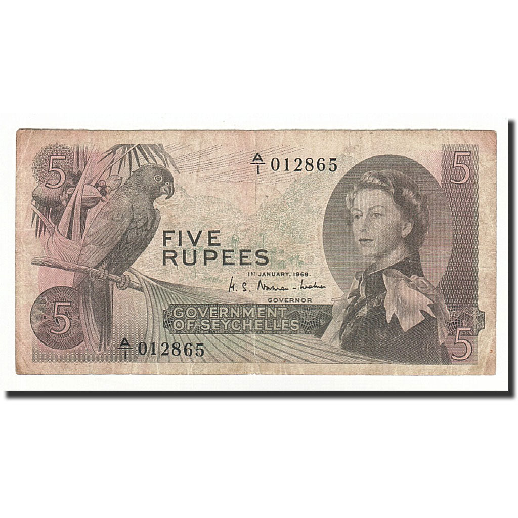 Seychelles, 5 Rupees, 1968, 1968-01-01, KM:14A, MB+