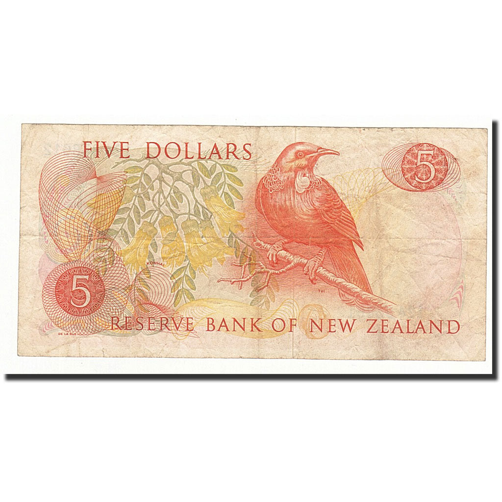New Zealand, 5 Dollars, 1975-1977, KM:165c, VF(30-35)