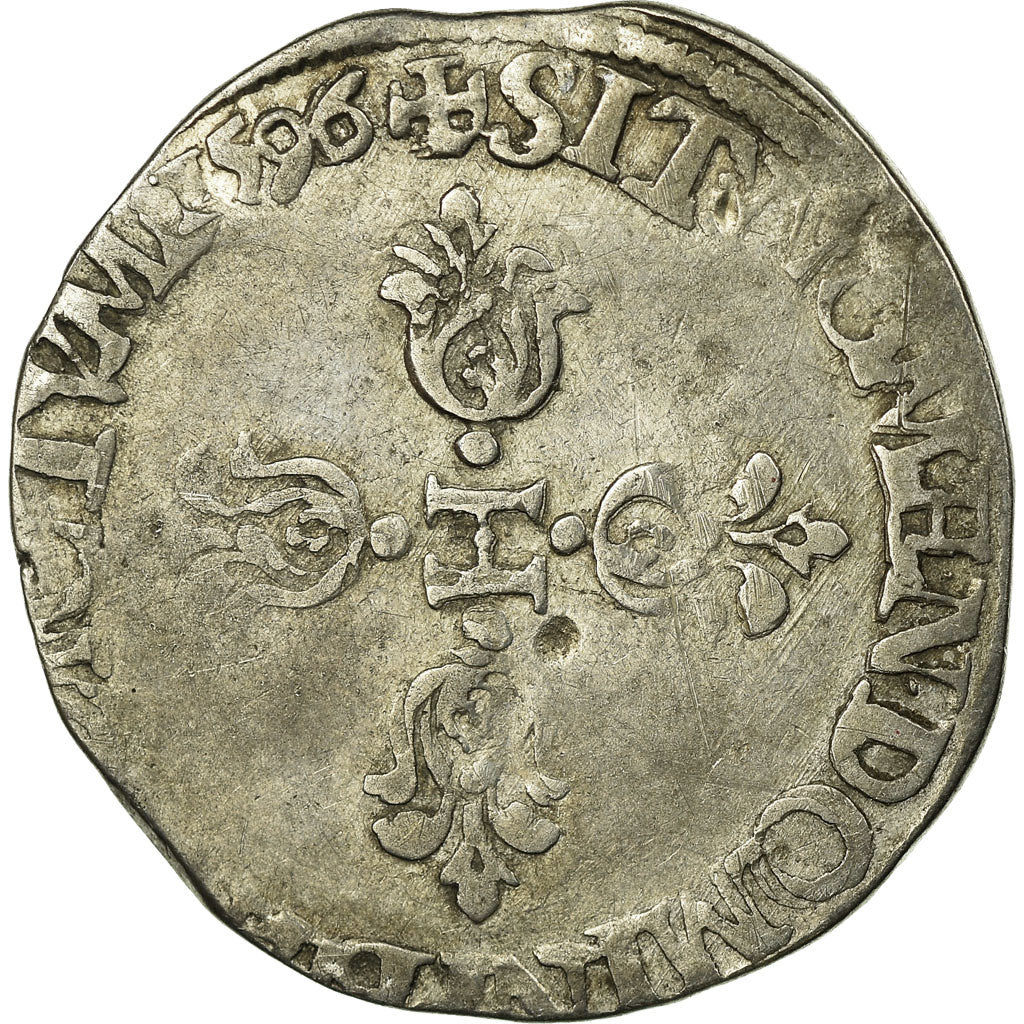 Moneta, Francia, Demi Franc, 1596, Amiens, BB, Argento, Sombart:4732