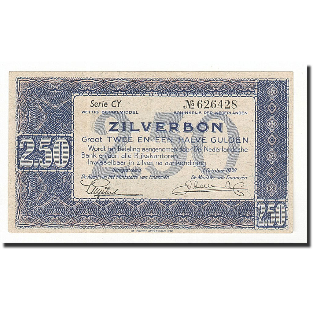 Geldschein, Niederlande, 2 1/2 Gulden, 1938-10-01, KM:62, UNZ-
