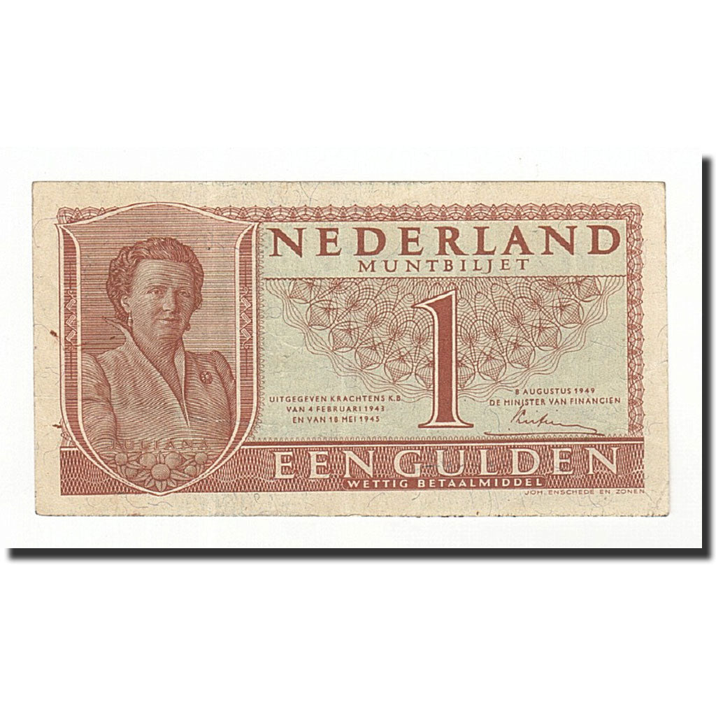 Paesi Bassi, 1 Gulden, KM:72, 1949-08-08, MB